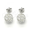 Sterling Silver Stud Earring, with White Crystal, Polished, Rhodium Finish, 02.332.0042.6