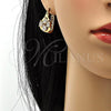 Oro Laminado Small Hoop, Gold Filled Style Teardrop Design, with White Cubic Zirconia, Polished, Golden Finish, 02.196.0001.15