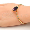 Oro Laminado Individual Bangle, Gold Filled Style with Amethyst Swarovski Crystals, Polished, Golden Finish, 07.239.0006.7 (02 MM Thickness, One size fits all)
