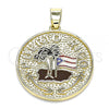 Oro Laminado Fancy Pendant, Gold Filled Style Tree Design, Black Enamel Finish, Golden Finish, 05.213.0115