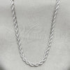 Rhodium Plated Basic Necklace, Rope Design, Polished, Rhodium Finish, 5.222.035.1.24