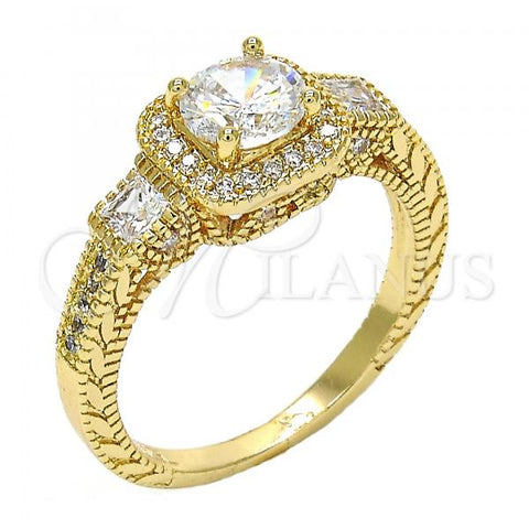 Oro Laminado Multi Stone Ring, Gold Filled Style with White Cubic Zirconia, Polished, Golden Finish, 01.94.0005.08 (Size 8)