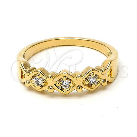 Oro Laminado Multi Stone Ring, Gold Filled Style with White Cubic Zirconia, Polished, Golden Finish, 5.174.023.08 (Size 8)