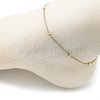 Oro Laminado Basic Anklet, Gold Filled Style Miami Cuban and Ball Design, Polished, Golden Finish, 04.213.0324.09