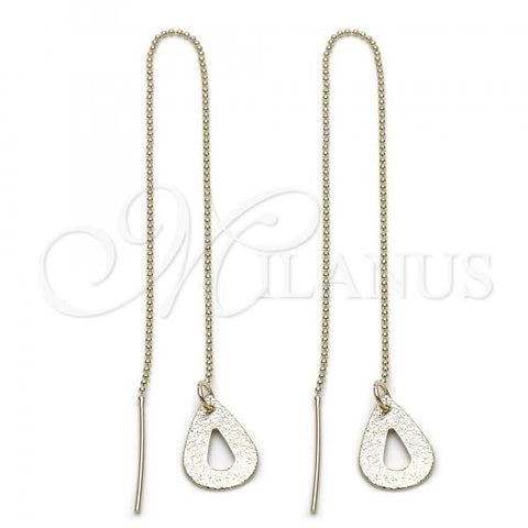 Oro Laminado Threader Earring, Gold Filled Style Teardrop Design, Golden Finish, 5.117.012