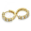 Oro Laminado Huggie Hoop, Gold Filled Style with White Cubic Zirconia, Polished, Golden Finish, 02.210.0054.6.20