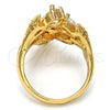 Oro Laminado Multi Stone Ring, Gold Filled Style Teardrop Design, with White Cubic Zirconia, Polished, Golden Finish, 01.210.0006.09 (Size 9)