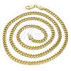 Oro Laminado Basic Necklace, Gold Filled Style Miami Cuban Design, Polished, Golden Finish, 5.223.013.24