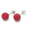 Sterling Silver Stud Earring, with Garnet Crystal, Polished, Rhodium Finish, 02.332.0042.5