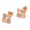 Sterling Silver Stud Earring, with White Micro Pave, Polished, Rose Gold Finish, 02.174.0081.1