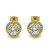 Oro Laminado Stud Earring, Gold Filled Style with White Cubic Zirconia and White Micro Pave, Polished, Golden Finish, 02.344.0102.2