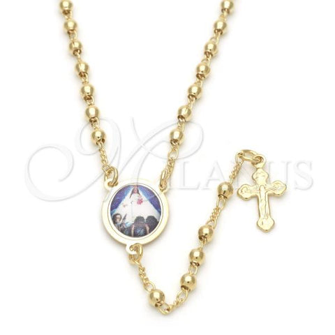 Oro Laminado Thin Rosary, Gold Filled Style Caridad del Cobre and Cross Design, Polished, Golden Finish, 09.02.0018.18