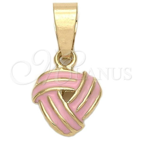 Oro Laminado Fancy Pendant, Gold Filled Style Love Knot Design, Pink Enamel Finish, Golden Finish, 05.163.0059.1