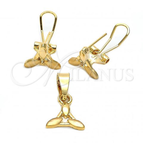 Oro Laminado Earring and Pendant Adult Set, Gold Filled Style Golden Finish, 5.042.008