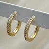 Oro Laminado Huggie Hoop, Gold Filled Style with White Micro Pave, Polished, Golden Finish, 02.195.0166.15