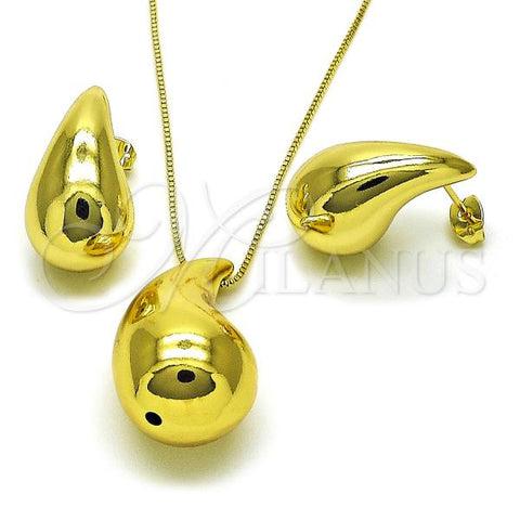 Oro Laminado Earring and Pendant Adult Set, Gold Filled Style Chunky Design, Polished, Golden Finish, 10.368.0002