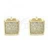 Oro Laminado Stud Earring, Gold Filled Style with White Micro Pave, Polished, Golden Finish, 02.342.0111