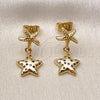Oro Laminado Stud Earring, Gold Filled Style Star Design, with Multicolor Micro Pave, Polished, Golden Finish, 02.282.0046