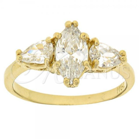 Oro Laminado Multi Stone Ring, Gold Filled Style with White Cubic Zirconia, Polished, Golden Finish, 5.167.023.09 (Size 9)