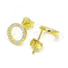 Sterling Silver Stud Earring, with White Cubic Zirconia, Polished, Golden Finish, 02.369.0012.2