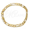 Gold Tone Basic Bracelet, Figaro Design, Polished, Golden Finish, 04.242.0018.08GT