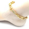 Oro Laminado Basic Anklet, Gold Filled Style Paperclip Design, Polished, Golden Finish, 04.362.0040.10