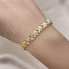 Oro Laminado Fancy Bracelet, Gold Filled Style Butterfly Design, Polished, Golden Finish, 03.100.0067.07