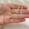 Oro Laminado Basic Necklace, Gold Filled Style Pave Cuban Design, Polished, Golden Finish, 04.32.0018.20