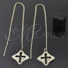 Oro Laminado Threader Earring, Gold Filled Style Cross Design, Golden Finish, 5.113.001