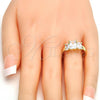 Oro Laminado Multi Stone Ring, Gold Filled Style with White Cubic Zirconia, Polished, Golden Finish, 01.99.0089.08 (Size 8)