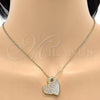 Oro Laminado Fancy Pendant, Gold Filled Style Heart Design, Diamond Cutting Finish, Tricolor, 5.181.022