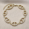 Oro Laminado Fancy Bracelet, Gold Filled Style Puff Mariner and Mariner Design, Polished, Golden Finish, 03.213.0384.07