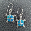 Sterling Silver Dangle Earring, Turtle Design, with Bermuda Blue Opal, Polished, Silver Finish, 02.391.0006