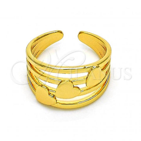 Oro Laminado Multi Stone Ring, Gold Filled Style Heart Design, Polished, Golden Finish, 01.310.0027