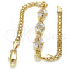 Oro Laminado Fancy Bracelet, Gold Filled Style with White Cubic Zirconia, Polished, Golden Finish, 03.63.2003.08