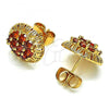 Oro Laminado Stud Earring, Gold Filled Style with Garnet Cubic Zirconia, Polished, Golden Finish, 02.387.0091.1
