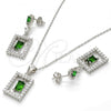 Sterling Silver Earring and Pendant Adult Set, with Green and White Cubic Zirconia, Polished, Rhodium Finish, 10.175.0030.2