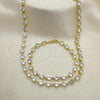 Oro Laminado Necklace and Bracelet, Gold Filled Style with White Cubic Zirconia, Polished, Golden Finish, 06.205.0031