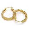 Oro Laminado Medium Hoop, Gold Filled Style with White Crystal, Diamond Cutting Finish, Golden Finish, 02.155.0059.1.30