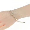 Oro Laminado Fancy Bracelet, Gold Filled Style Butterfly Design, with White Cubic Zirconia, Polished, Golden Finish, 03.65.1133