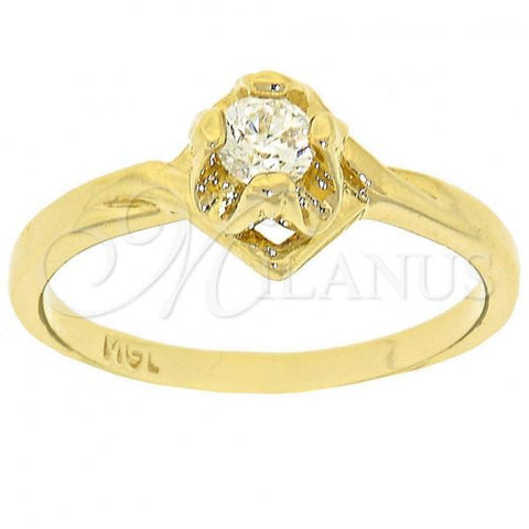 Oro Laminado Multi Stone Ring, Gold Filled Style Solitaire Design, with White Cubic Zirconia, Polished, Golden Finish, 5.166.011.06 (Size 6)