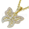 Oro Laminado Fancy Pendant, Gold Filled Style Butterfly Design, Polished, Tricolor, 05.351.0122