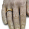 Stainless Steel Mens Ring, with White Cubic Zirconia, Polished, Golden Finish, 01.328.0004.1.11 (Size 11)