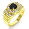 Oro Laminado Mens Ring, Gold Filled Style with Black and White Cubic Zirconia, Polished, Golden Finish, 01.266.0001.2.11 (Size 11)