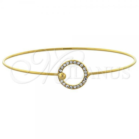 Oro Laminado Individual Bangle, Gold Filled Style with White Crystal, Polished, Golden Finish, 07.165.0004 (01 MM Thickness, Size 5 - 2.50 Diameter)