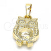 Oro Laminado Fancy Pendant, Gold Filled Style Owl Design, Polished, Golden Finish, 05.178.0001