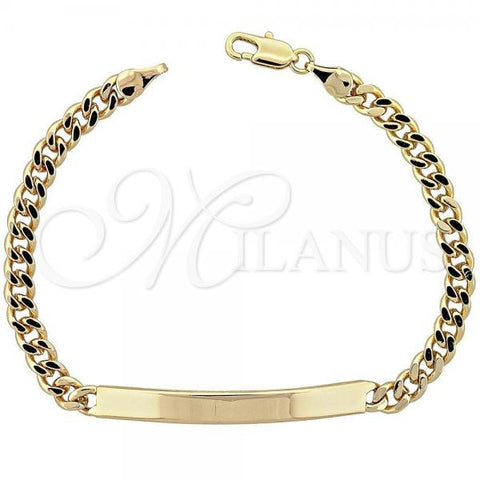 Oro Laminado ID Bracelet, Gold Filled Style Curb Design, Golden Finish, 5.227.011