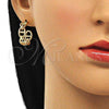 Oro Laminado Stud Earring, Gold Filled Style Puff Mariner Design, Polished, Golden Finish, 02.163.0154.20