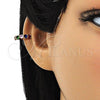 Oro Laminado Earcuff Earring, Gold Filled Style with Multicolor Cubic Zirconia, Polished, Golden Finish, 02.213.0378