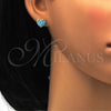 Stainless Steel Stud Earring, Heart Design, with Aqua Blue Crystal, Polished, Golden Finish, 02.271.0022.10